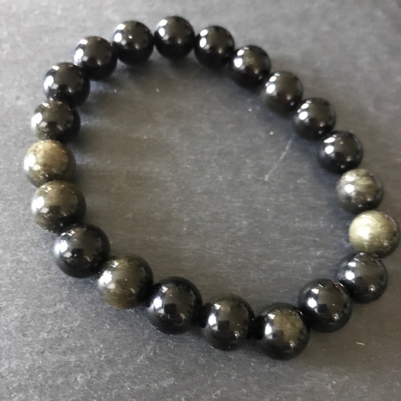 Natural reflective golden obsidian bracelets - Picture 2 of 7